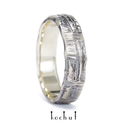 Liebe Code — Ehering aus Weißgold mit schwarzem Rhodium