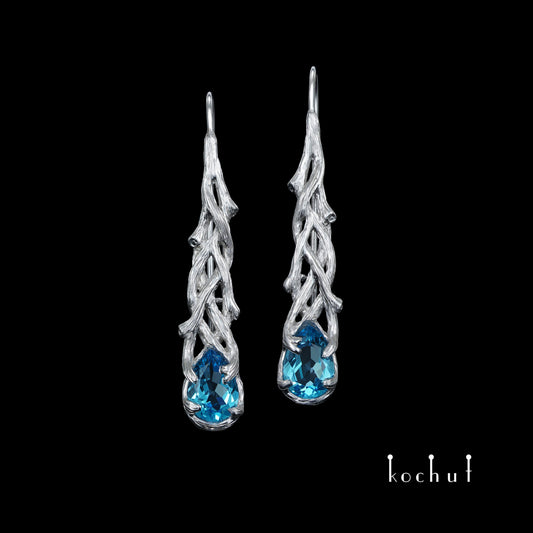 Galadriel — Silber-Topas-Ohrringe, beschichtet mit weißem Rhodium