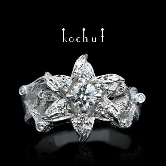 Nenia: Starlight — Ring aus Weißgold mit Diamanten, überzogen mit weißem Rhodium
