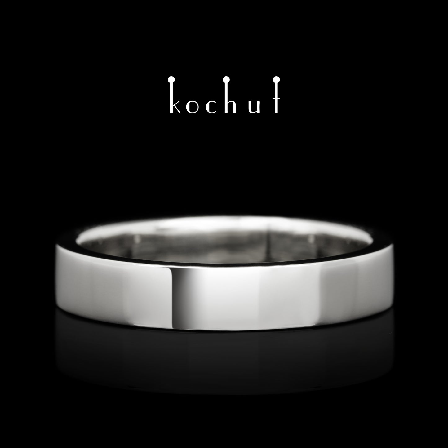 Minimalismus — Ehering aus Weißgold, überzogen mit weißem Rhodium