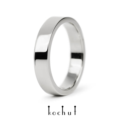 Minimalismus — Ehering aus Weißgold, überzogen mit weißem Rhodium