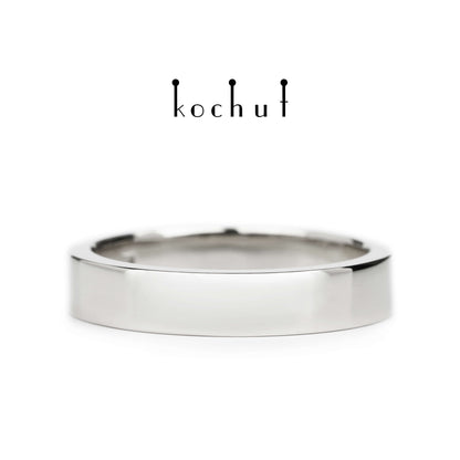 Minimalismus — Ehering aus Weißgold, überzogen mit weißem Rhodium