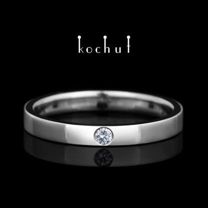 Minimalismus — Ring aus Weißgold mit Diamant und weißem Rhodium überzogen