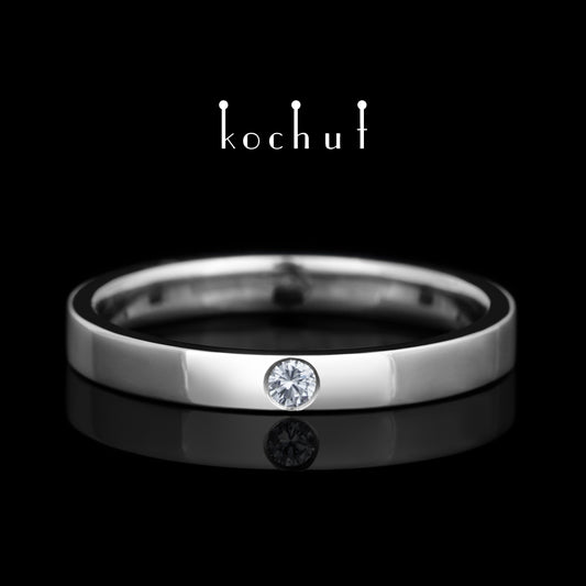Minimalismus — Ring aus Weißgold mit Diamant und weißem Rhodium überzogen