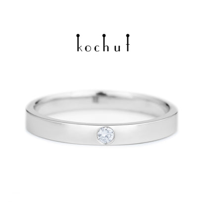 Minimalismus — Ring aus Weißgold mit Diamant und weißem Rhodium überzogen