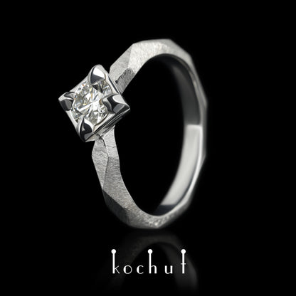 Meine Königin — Verlobungsring aus Weißgold mit Diamanten, überzogen mit WeißgoldrhODium