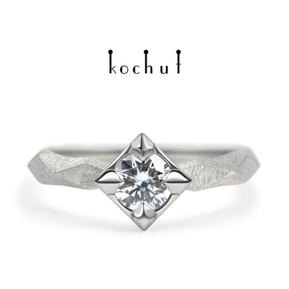 Meine Königin — Verlobungsring aus Weißgold mit Diamanten, überzogen mit WeißgoldrhODium