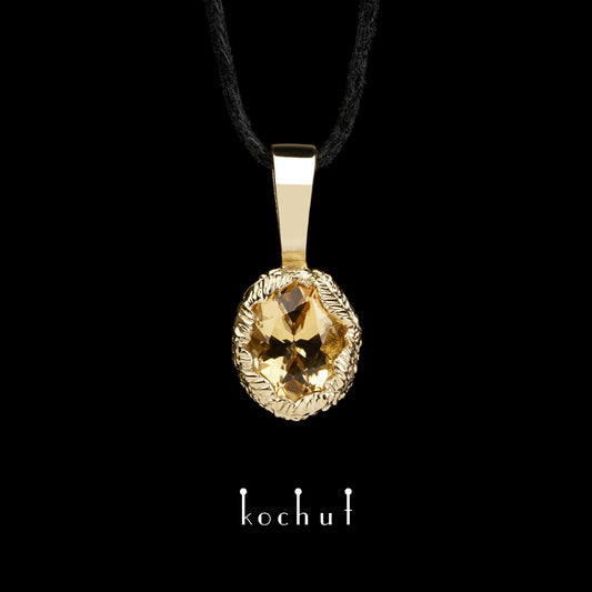 Quelle des Lebens — Anhänger aus Gelbgold mit Citrin