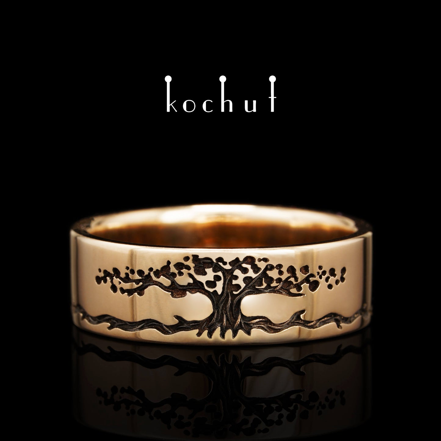Baum des Lebens: Stiele — Ring aus Rotgold mit schwarzem Rhodium überzogen