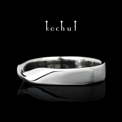 Das Mobius-Band: breit — Ehering aus Weißgold, überzogen mit weißem Rhodium