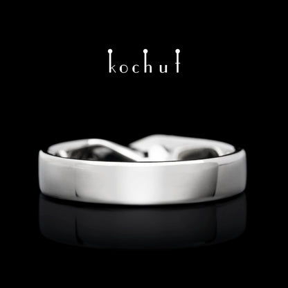Das Mobius-Band: breit — Ehering aus Weißgold, überzogen mit weißem Rhodium