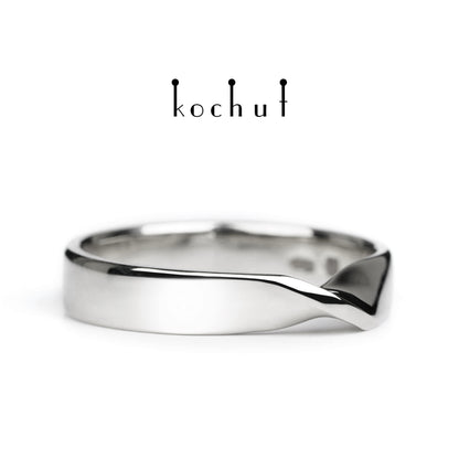 Das Mobius-Band: breit — Ehering aus Weißgold, überzogen mit weißem Rhodium