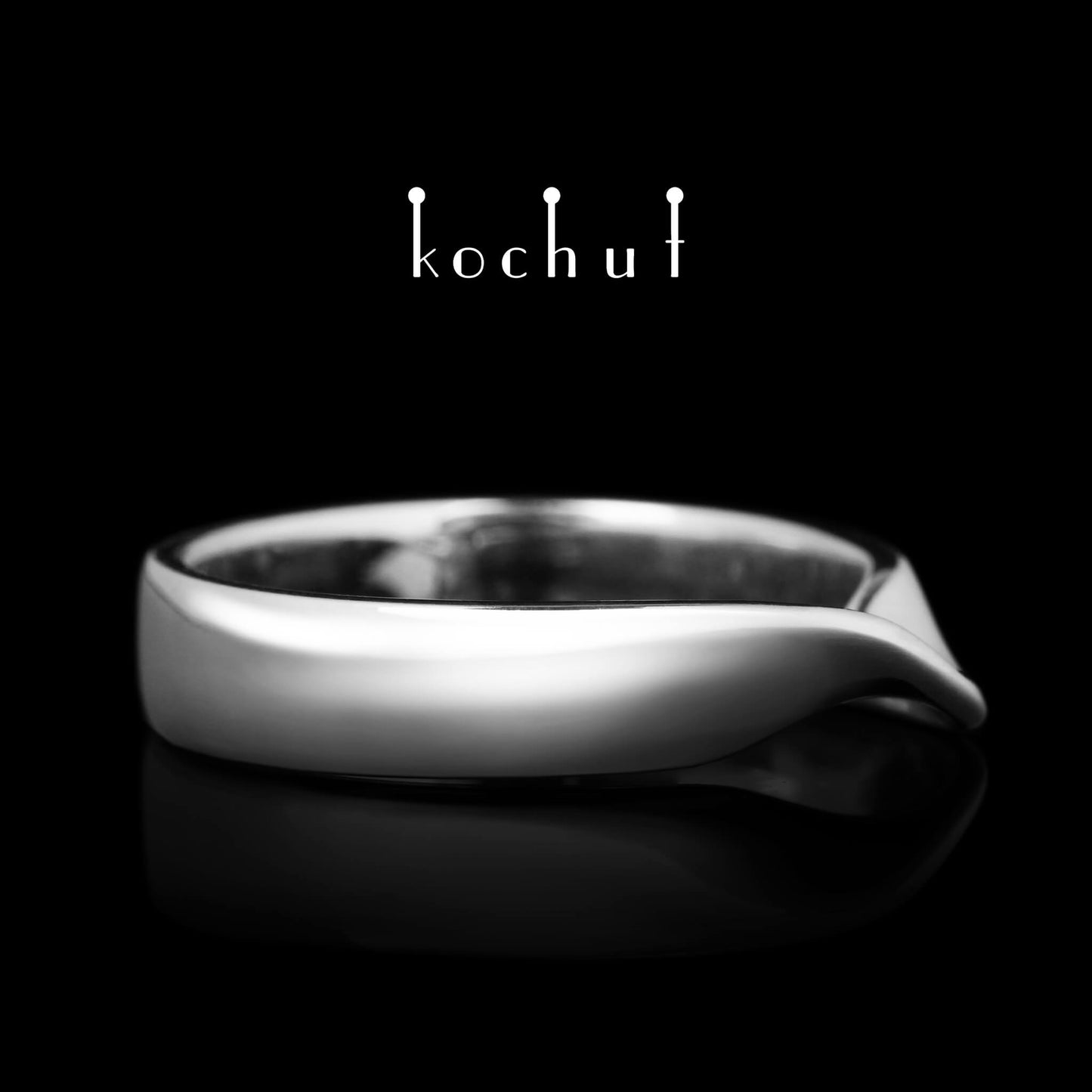 Das Mobius-Band: breit — Ehering aus Weißgold, überzogen mit weißem Rhodium