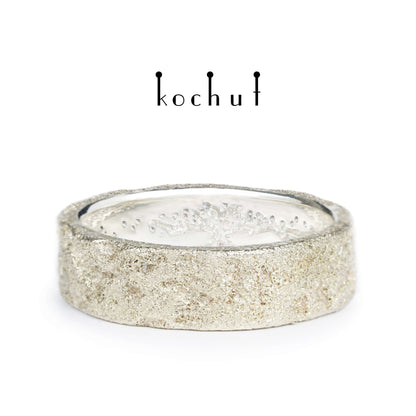 Leib und Seele mit dem Baum des Lebens — Silberring mit Weißgoldbeschichtung