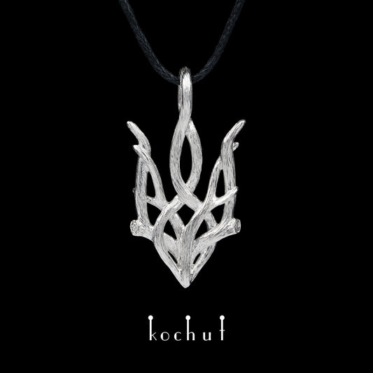 Wald-Dreizack — silbernes Anhänger mit weißem Rhodium