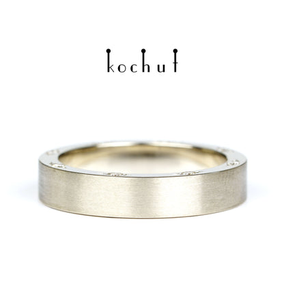 Aristocrats — flach geformter Ehering aus Weißgold mit Diamanten