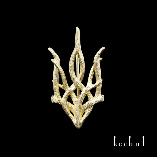 Wald-Trident — Brosche aus Gelbgold