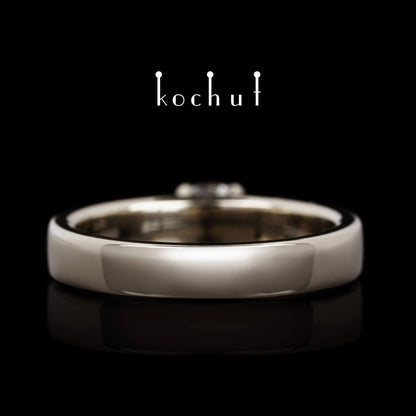 Classic — Verlobungsring aus Palladium 18K Gold mit einem grauen Diamanten