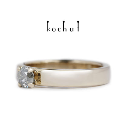 Classic — Verlobungsring aus Palladium 18K Gold mit einem grauen Diamanten