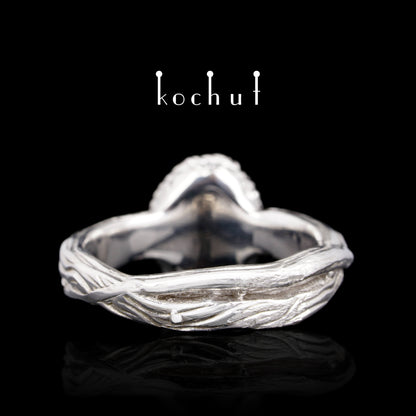 Quelle des Lebens — Ring aus Silber mit Citrin, überzogen mit weißem Rhodium