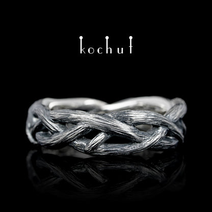 Wald Möbius-Band — Ehering aus oxidiertem Silber