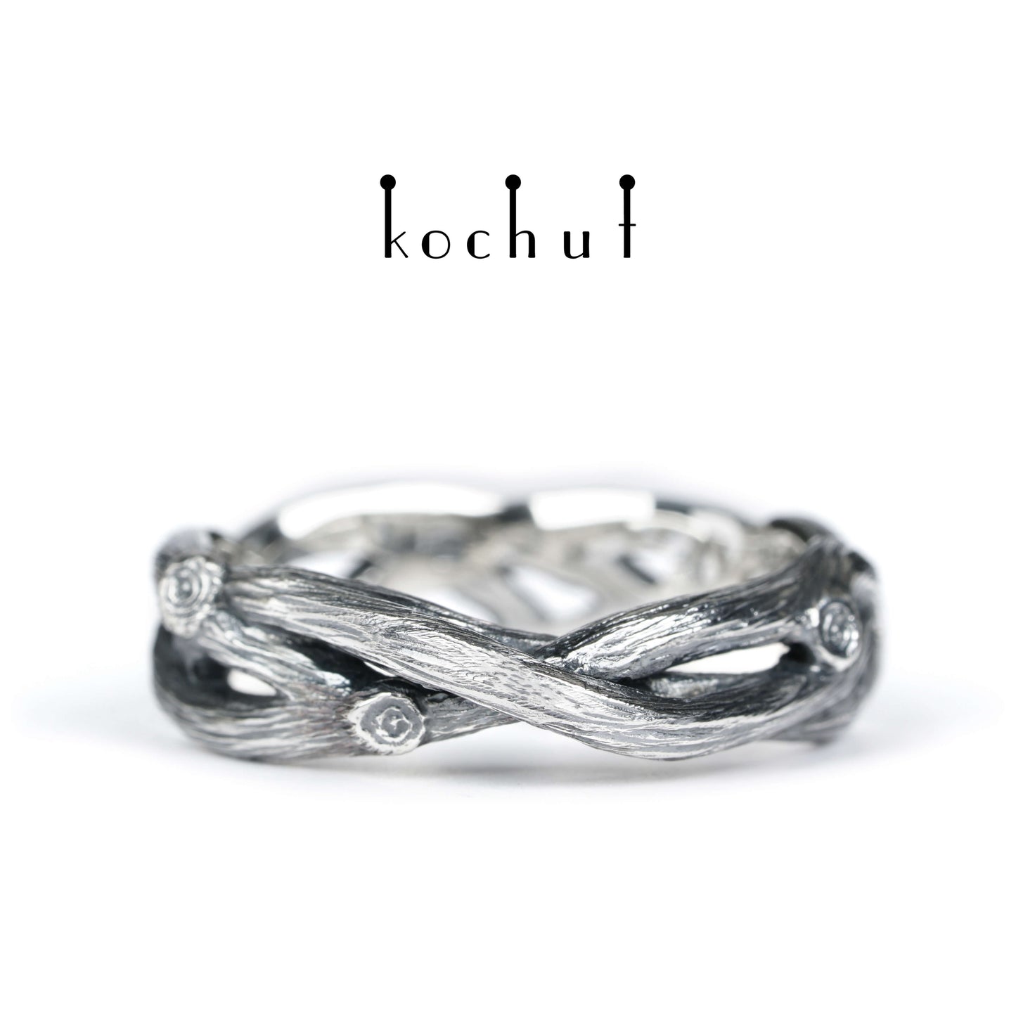 Wald Möbius-Band — Ehering aus oxidiertem Silber