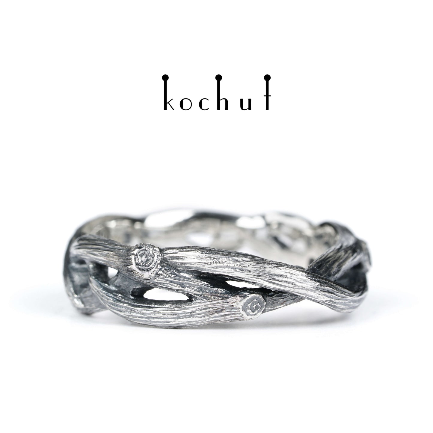 Wald Möbius-Band — Ehering aus oxidiertem Silber