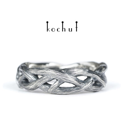 Wald Möbius-Band — Ehering aus oxidiertem Silber