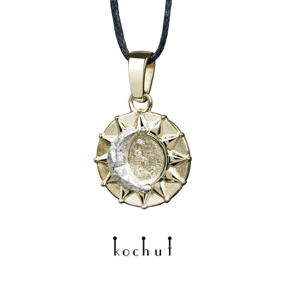 Sonne und Mond — Schmuckset aus Weißgold, Gelbgold und Silber mit Diamanten