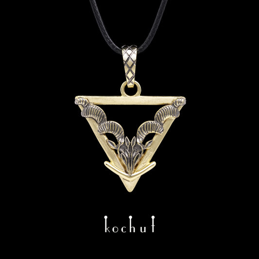 Steinbock — Anhänger aus Gelbgold, überzogen mit schwarzem Rhodium