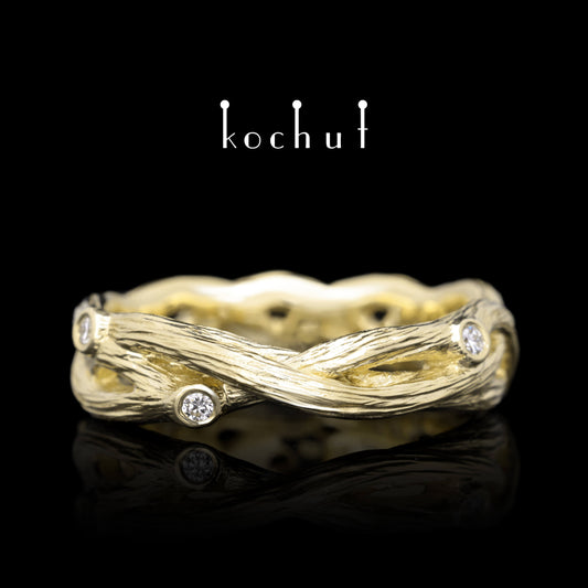 Mobius Forest Ribbon — Ehering aus Gelbgold mit Diamanten