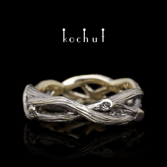 Mobius Forest Ribbon — Ehering aus Weißgold, beschichtet mit schwarzem Rhodium
