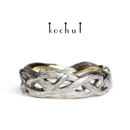 Mobius Forest Ribbon — Ehering aus Weißgold, beschichtet mit schwarzem Rhodium