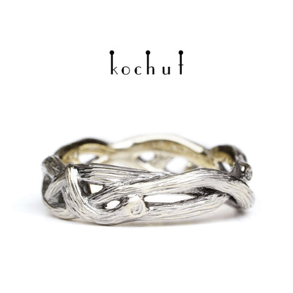 Mobius Forest Ribbon — Ehering aus Weißgold, beschichtet mit schwarzem Rhodium