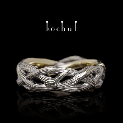 Mobius Forest Ribbon — Ehering aus Weißgold, beschichtet mit schwarzem Rhodium