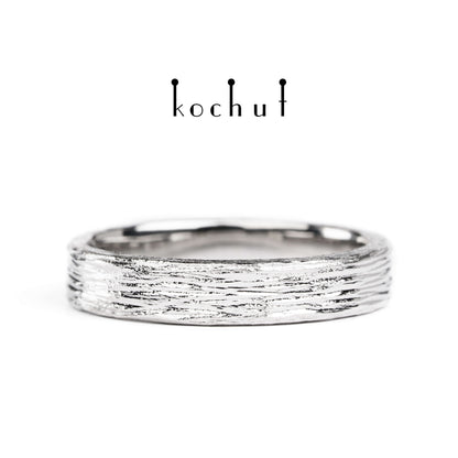 Baumrinde — Ehering aus Platin