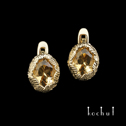 Die Quelle des Lebens — Ohrringe aus Gelbgold mit Citrinen