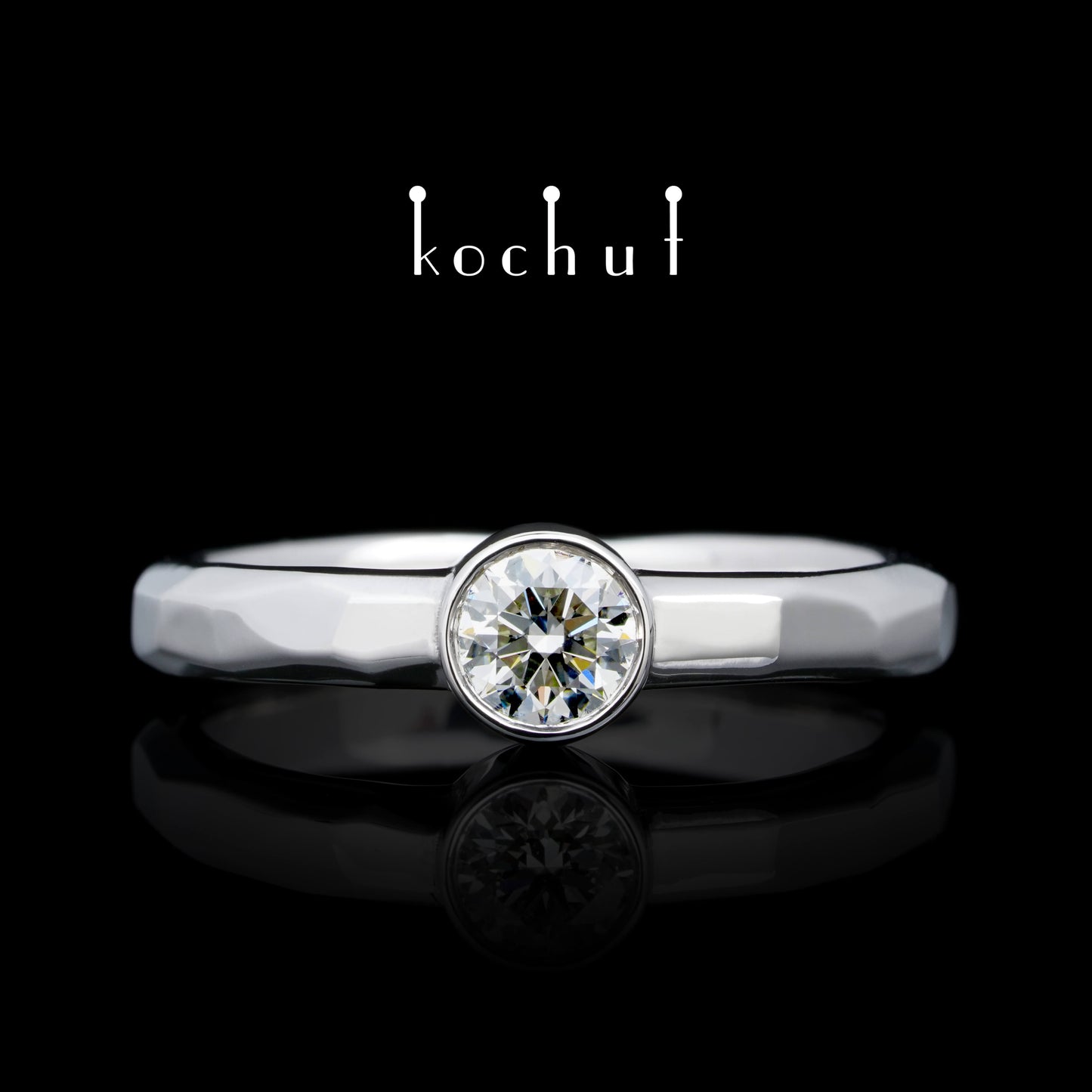 Absolute — Verlobungsring aus Weißgold mit einem Diamanten, rhodiniert mit Weißrhodium