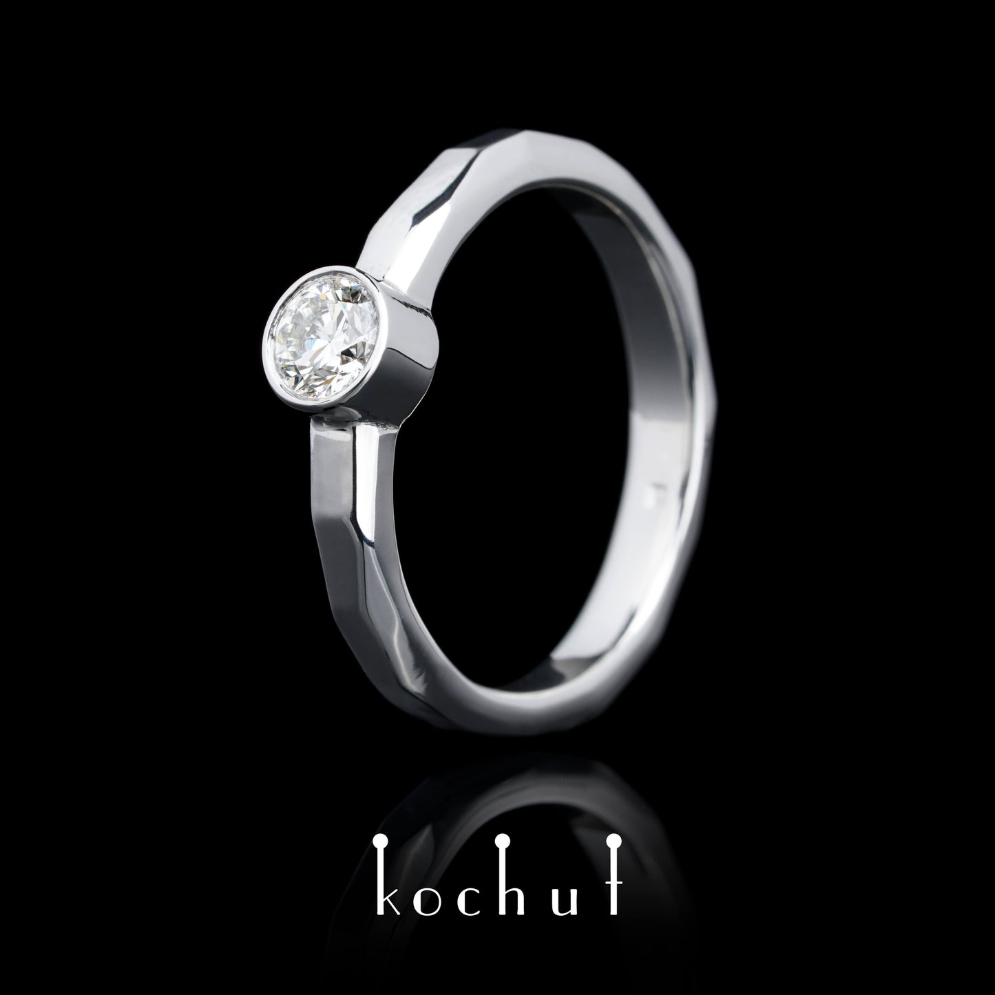 Absolute — Verlobungsring aus Weißgold mit einem Diamanten, rhodiniert mit Weißrhodium