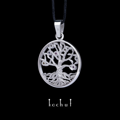 Baum des Lebens: Früchte — Anhänger aus Weißgold mit Edelsteinen, überzogen mit weißem Rhodium