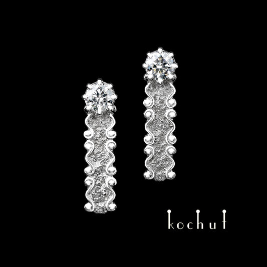 Marquise — Ohrringe aus Weißgold mit Weißgoldoberfläche und Diamanten, beschichtet mit weißem Rhodium