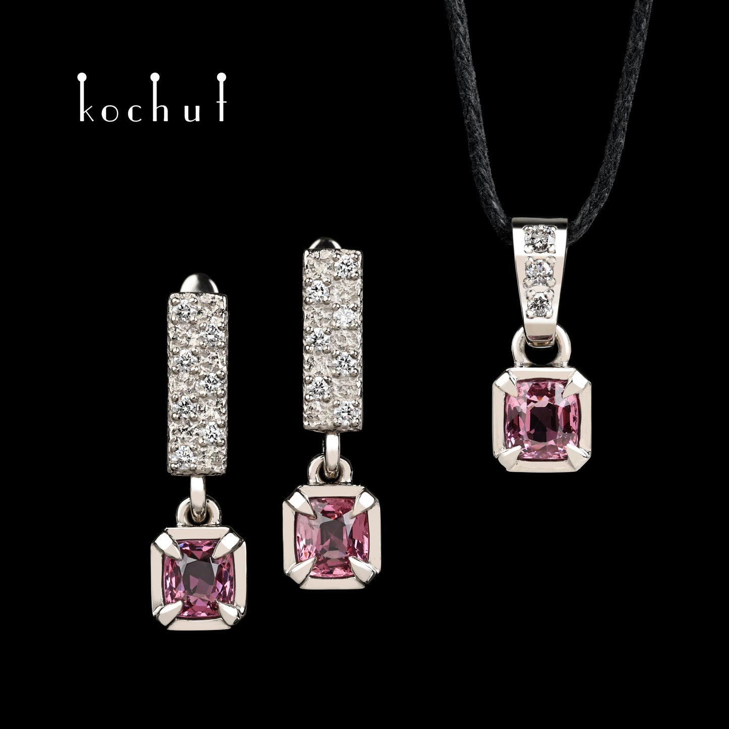 Neue Muse — Set aus Palladium-Gold mit Pink-Spinell und Diamanten