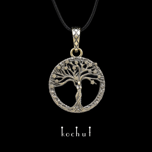 Virgo — Anhänger aus Gelbgold, überzogen mit schwarzem Rhodium