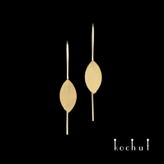 Golden Leaf — Ohrringe aus Gelbgold, beschichtet mit schwarzem Rhodium