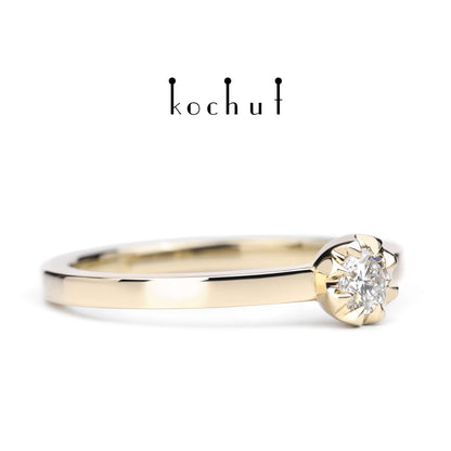 Gipfel der Liebe — Ring aus Gelbgold mit Diamant