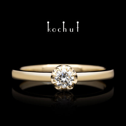 Gipfel der Liebe — Ring aus Gelbgold mit Diamant