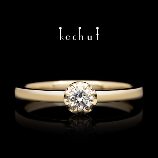 Gipfel der Liebe — Ring aus Gelbgold mit Diamant