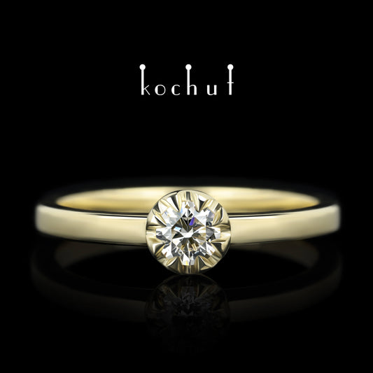 Gipfel der Liebe — Ring aus Gelbgold mit Diamant