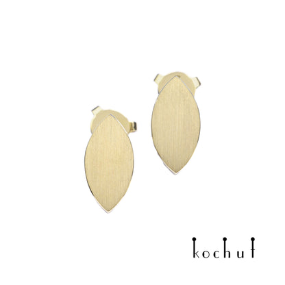 Golden Leaf — Ohrringe aus Gelbgold, beschichtet mit schwarzem Rhodium
