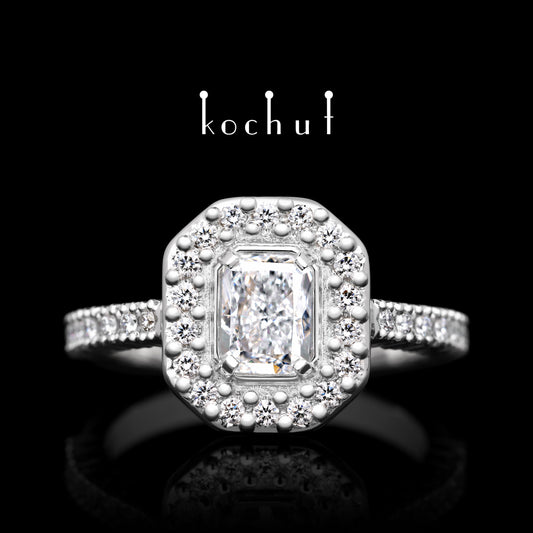 Majesty — Verlobungsring aus Weißgold mit Diamanten, platiert mit weißem Rhodium